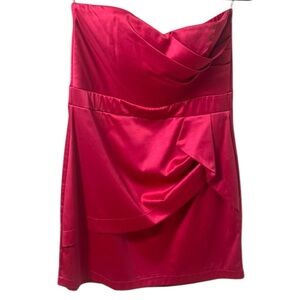 Speechless Pink Satin Strapless Mini Dress Hot Pink Fuschia Formal Dress Size 13